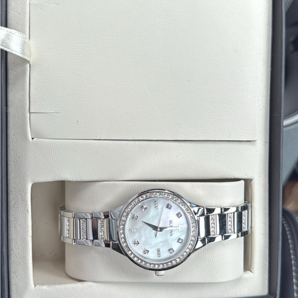 Bulova Women's Silver Watch with Crystal Accents